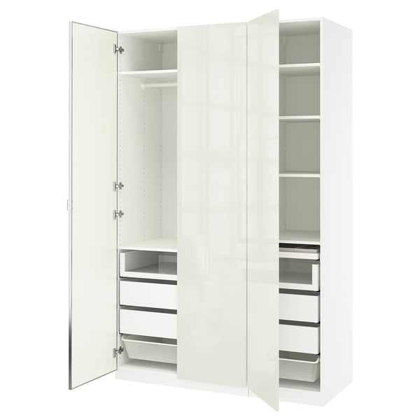IKEA PAX / FARDAL/ÅHEIM Wardrobe combination white/high-gloss/white mirror glass 59x23 5/8x93 1/8 "