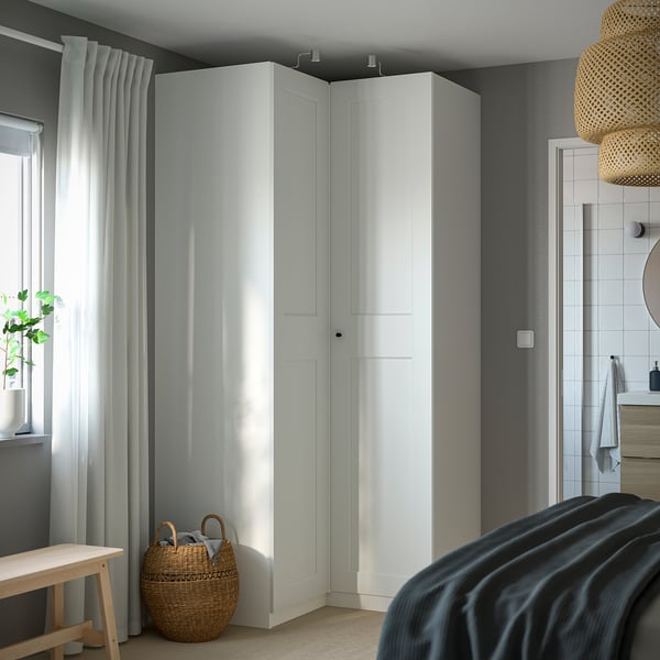 IKEA PAX / GRIMO Corner Wardrobe White/white 43 3/8/43 3/8x93 1/8 "