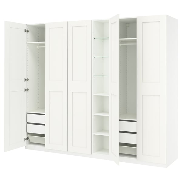 IKEA PAX / GRIMO Wardrobe Combination White White/white 112 1/4x23 5/8x79 1/4 "