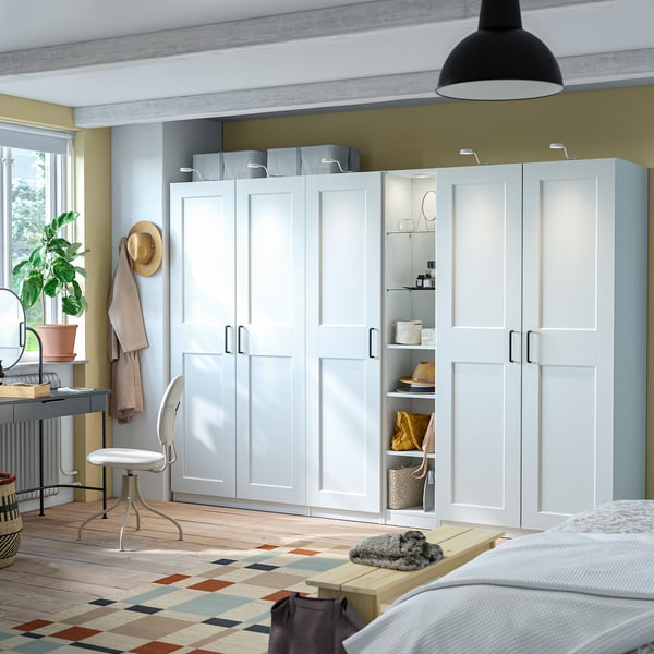 IKEA PAX / GRIMO Wardrobe Combination White White/white 112 1/4x23 5/8x79 1/4 "