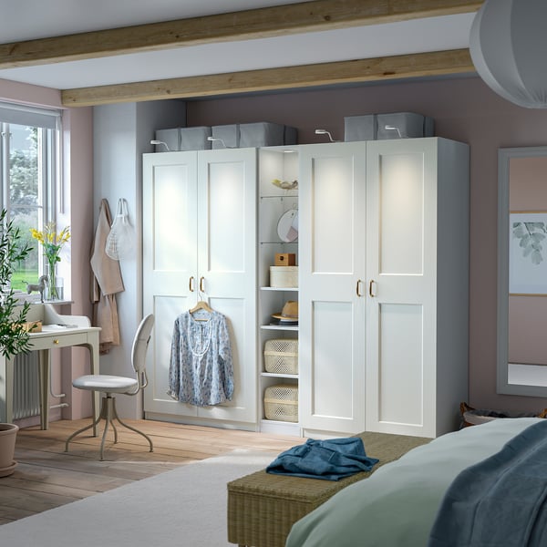 IKEA PAX / GRIMO Wardrobe Combination White White/white 92 1/2x23 5/8x79 1/4 "