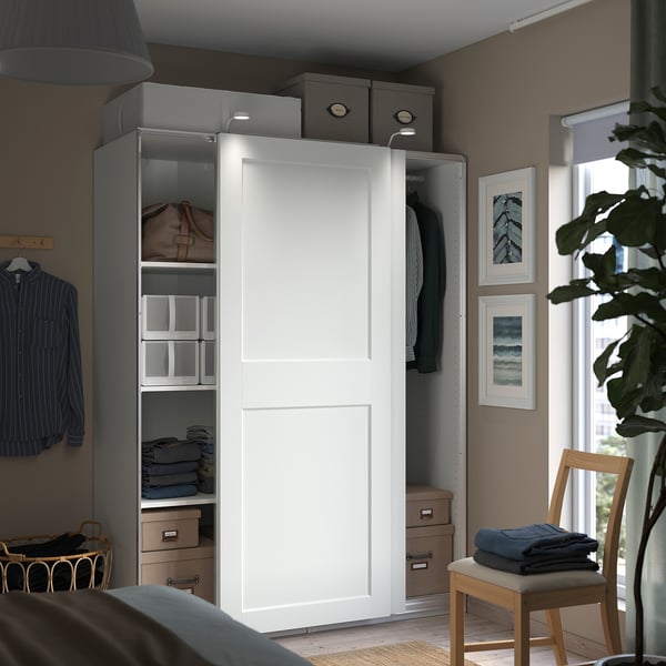 IKEA PAX / GRIMO Wardrobe With Sliding Doors White/white 59x26x79 1/4 "