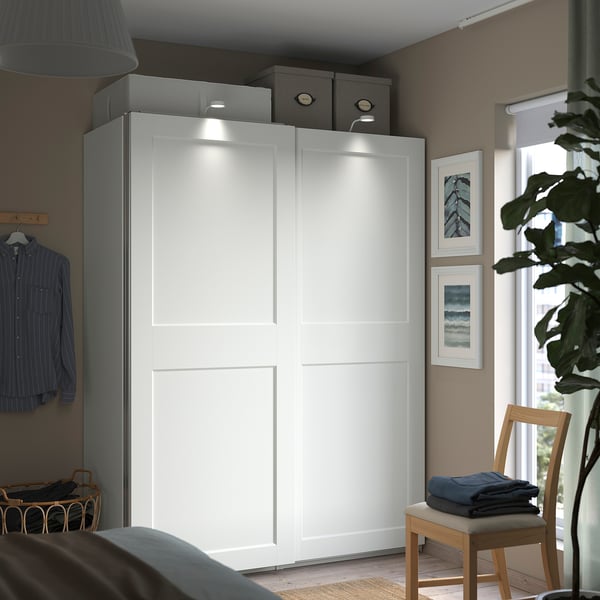 IKEA PAX / GRIMO Wardrobe With Sliding Doors White/white 59x26x79 1/4 "