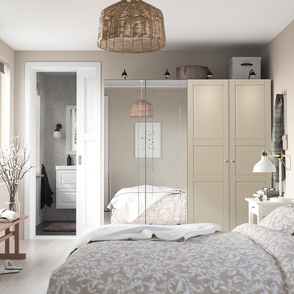 IKEA PAX / KAMMARTORP/TYSSEDAL Wardrobe Combination White Mirror Glass/gray Gray-beige 78 3/4x26x79 1/4 "