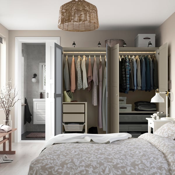 IKEA PAX / KAMMARTORP/TYSSEDAL Wardrobe Combination White Mirror Glass/gray Gray-beige 78 3/4x26x79 1/4 "