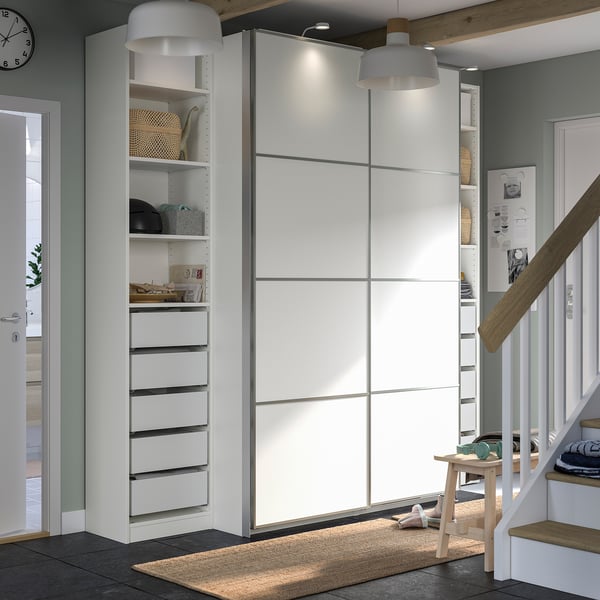 IKEA PAX / MEHAMN Wardrobe With Sliding Doors White/double Sided White 98 3/8x26x93 1/8 "