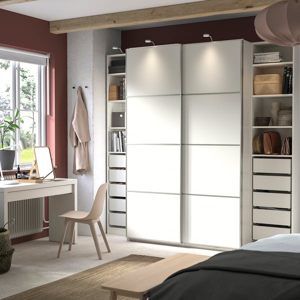 IKEA PAX / MEHAMN Wardrobe With Sliding Doors White/double Sided White 98 3/8x26x93 1/8 "