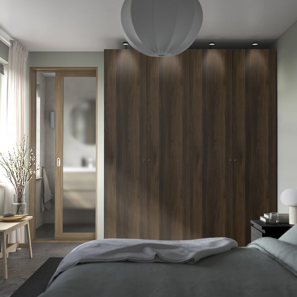 IKEA PAX / STORKLINTA Wardrobe Combination Dark Gray/dark Brown Stained Oak Effect 78 3/4x26x93 1/8 "