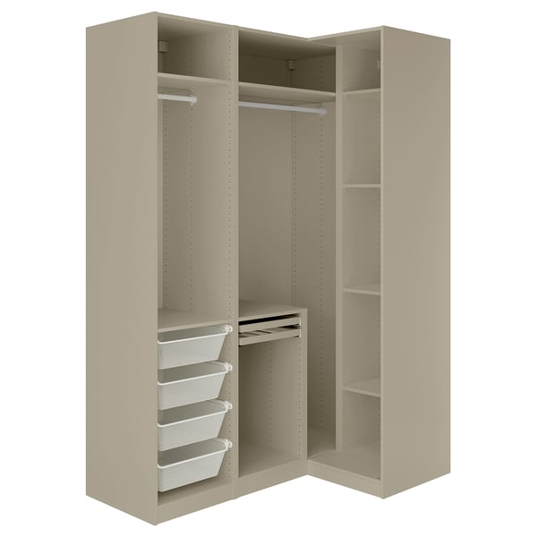 IKEA PAX / TYSSEDAL Corner Wardrobe Gray-beige/gray-beige 63 1/4/43 1/2x93 1/8 "