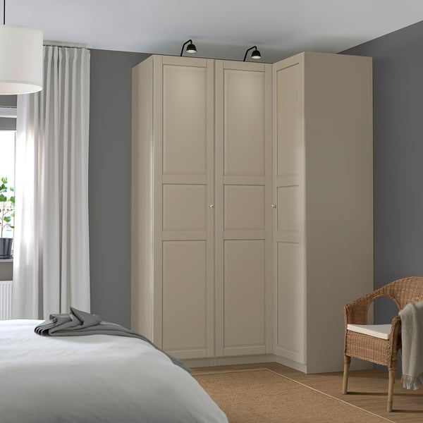 IKEA PAX / TYSSEDAL Corner Wardrobe Gray-beige/gray-beige 63 1/4/43 1/2x93 1/8 "