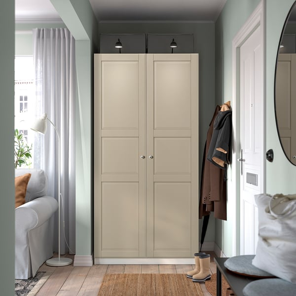 IKEA PAX / TYSSEDAL Wardrobe Combination White/gray-beige 39 3/8x14 7/8x79 1/4 "