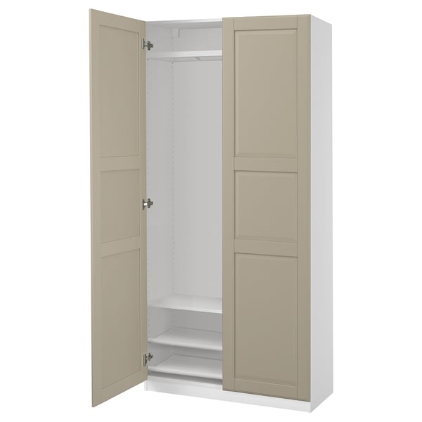 IKEA PAX / TYSSEDAL Wardrobe combination white/gray-beige 39 3/8x14 7/8x79 1/4 "