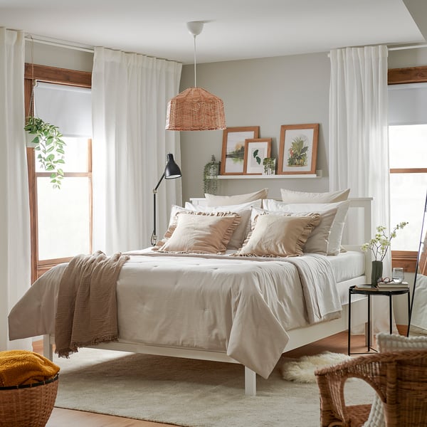 IKEA PIGGTISTEL Comforter Set Light Gray Full/Queen