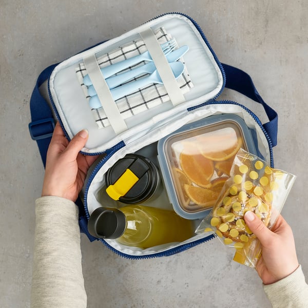 IKEA PILLERSTARR Cooler Bag Patterned/blue 10 ¼x7 ½x7 ½ "