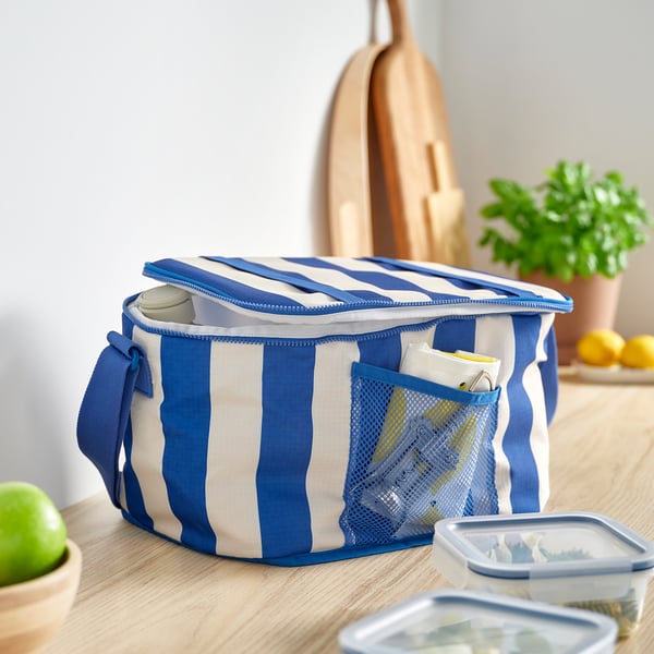 IKEA PILLERSTARR Cooler Bag Patterned/blue 15x8 ¾x10 ¼ "