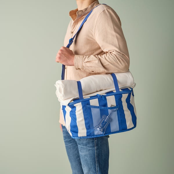 IKEA PILLERSTARR Cooler Bag Patterned/blue 15x8 ¾x10 ¼ "