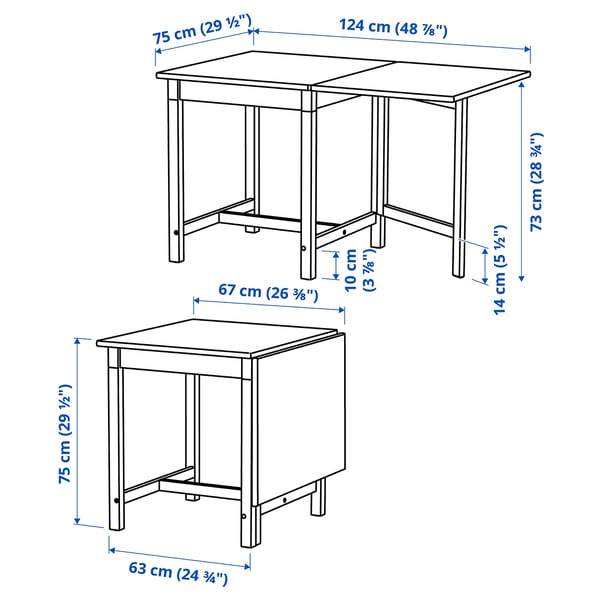 IKEA PINNTORP / PINNTORP Table And 2 Chairs Light Brown Stained White Stained/light Brown Stained 26 3/8/48 7/8 "