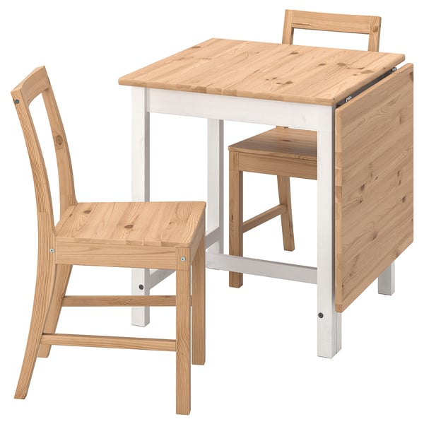 IKEA PINNTORP / PINNTORP Table and 2 chairs light brown stained white stained/light brown stained 26 3/8/48 7/8 "