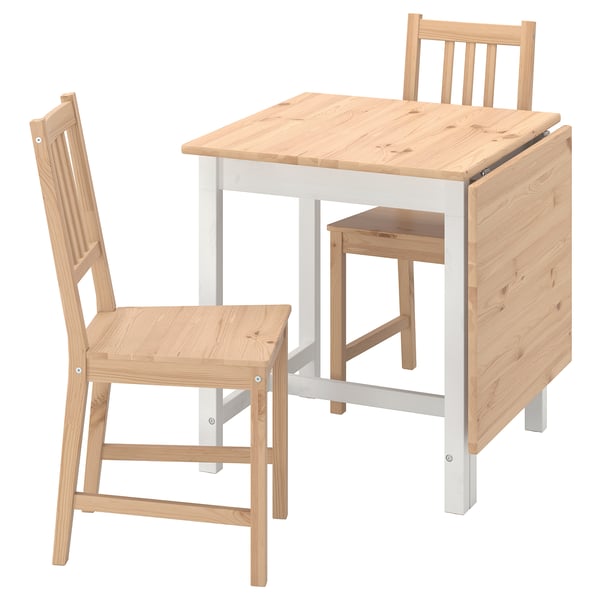 IKEA PINNTORP / PINNTORP Table and 2 chairs light brown stained white stained/light brown stained 26 3/8/48 7/8 "