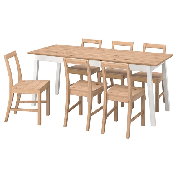 IKEA PINNTORP / PINNTORP Table and 6 chairs light brown stained white stained/light brown stained 72 7/8 "