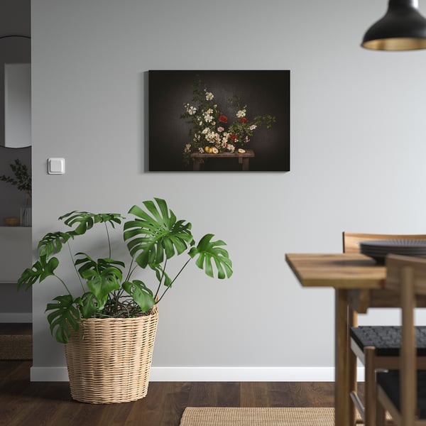 IKEA PJÄTTERYD Picture Flowers-against A Black Wall 27 ½x19 ¾ "