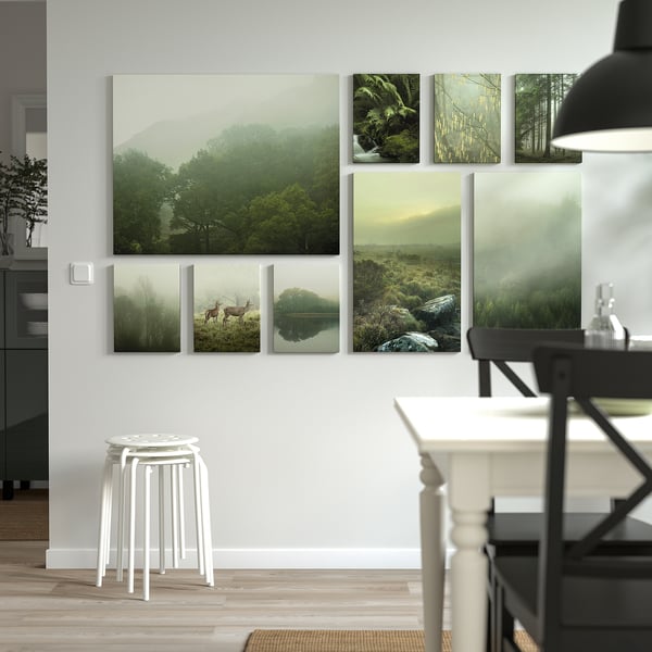 IKEA PJÄTTERYD Picture Set Of 9 Mist In The Forest 70 ½x44 "
