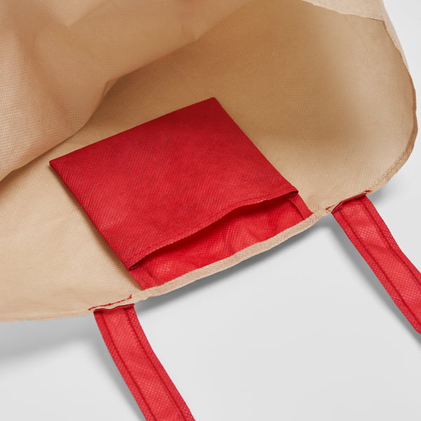 IKEA PLANTERING Shopping Bag Light Brown/red 17 ¾x14 ¼ "