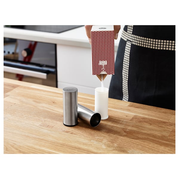 IKEA PLATS Salt & Pepper Shaker Set Of 2 Stainless Steel