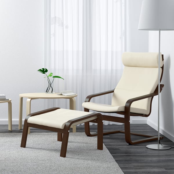 IKEA POÄNG Armchair And Ottoman Brown/Glose Off-white
