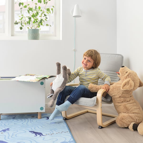 IKEA POÄNG Kid's Armchair Birch Veneer/Knisa Light Beige