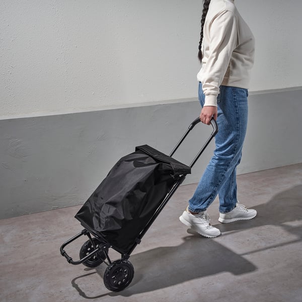 IKEA RADARBULLE Shopping Bag With Wheels Black 13x9 ½x26 ¾ "/1285 Oz