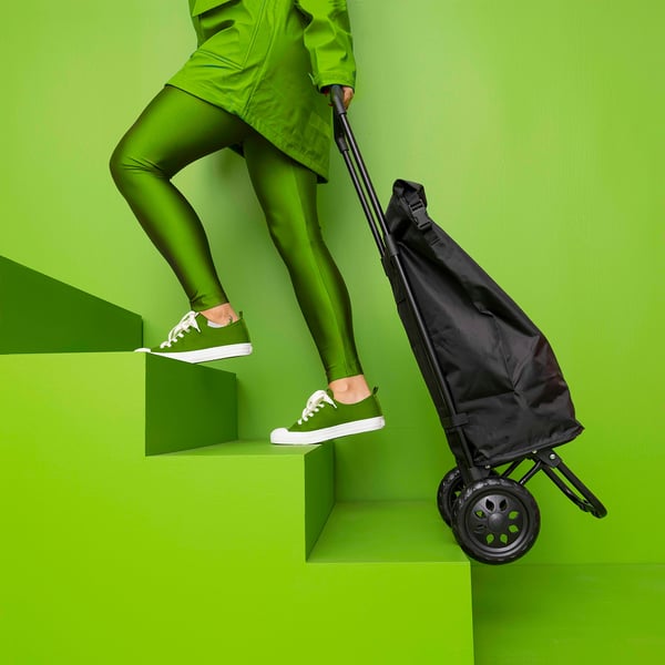 IKEA RADARBULLE Shopping Bag With Wheels Black 13x9 ½x26 ¾ "/1285 Oz