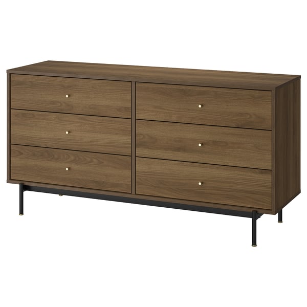 IKEA RÅDMANSÖ 6-drawer dresser brown walnut effect 62 5/8x18 7/8x31 7/8 "