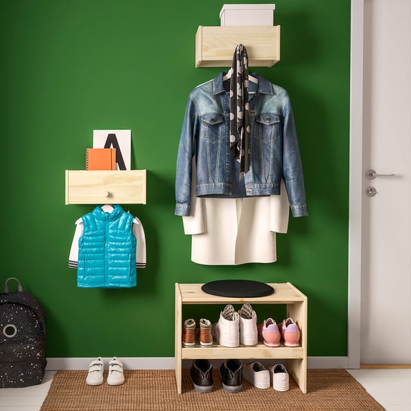 IKEA RAGGBERG Coat Rack With Shelf Pine 15 3/4x8 1/4x6 3/4 "