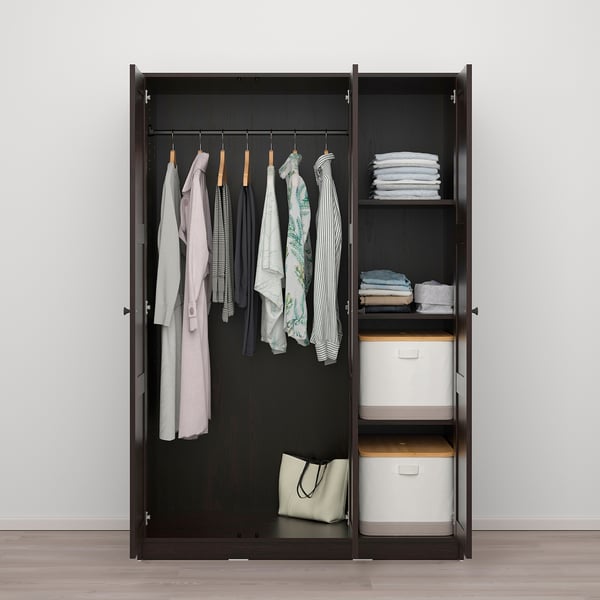 IKEA RAKKESTAD Wardrobe With 3 Doors Black-brown 46 1/8x69 1/4 "
