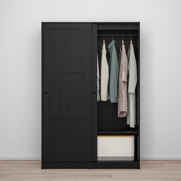 IKEA RAKKESTAD Wardrobe With Sliding Doors Black-brown 46 1/8x69 1/4 "