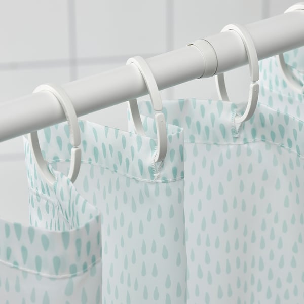 IKEA RÅNEÄLVEN Shower Curtain White/turquoise 71x71 "