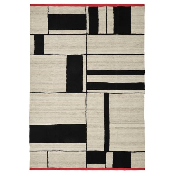 IKEA RASTPLATS Rug flatwoven handmade beige/black 5 ' 7 "x7 ' 10 "
