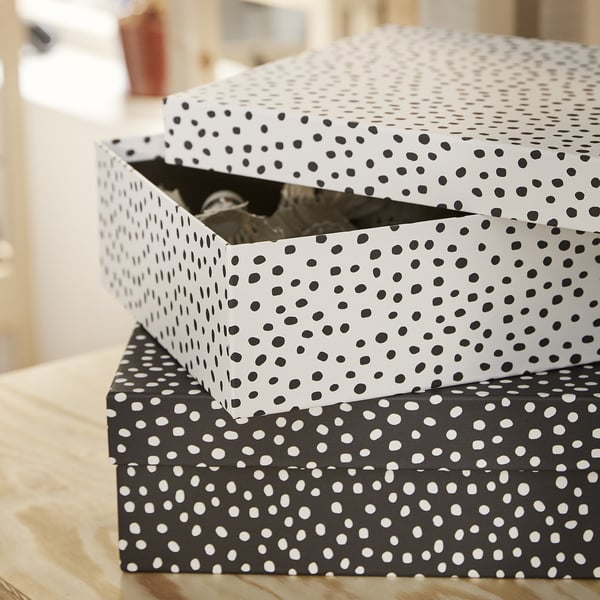 IKEA RÄTTAREN Storage Box With Lid Set Of 2 Black/white