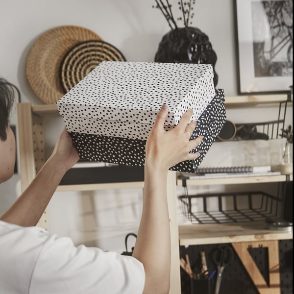 IKEA RÄTTAREN Storage Box With Lid Set Of 2 Black/white