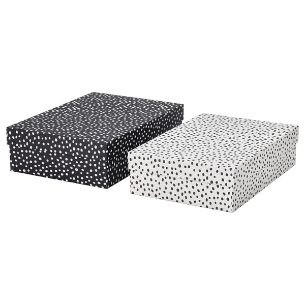 IKEA RÄTTAREN Storage box with lid set of 2 black/white