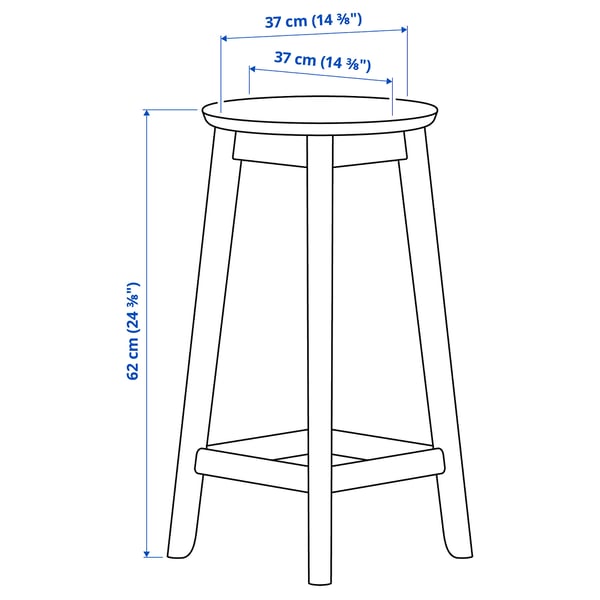 IKEA RÄVSTEN Bar Stool Counter Height Rubberwood 24 3/8 "