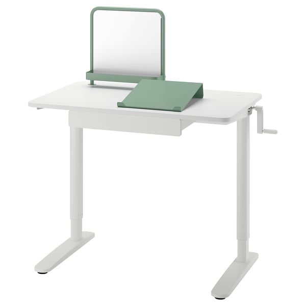 IKEA RELATERA Desk combination sit/stand white/light gray-green 35 3/8x23 5/8 "