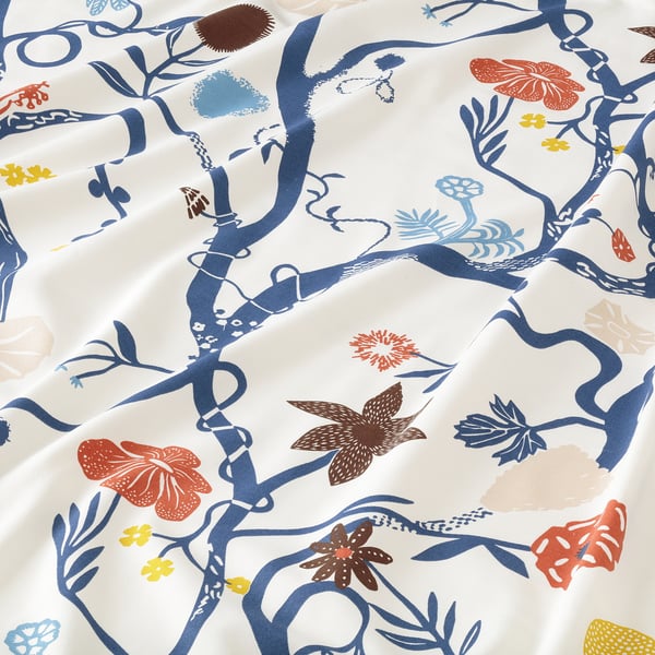 IKEA REVFINGERÖRT Pre-cut Fabric Botanical Details/white Multicolor 59x118 "