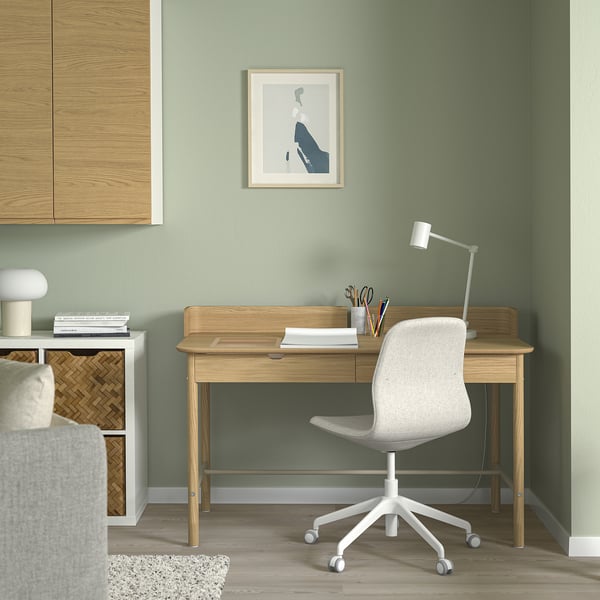 IKEA RIDSPÖ / LÅNGFJÄLL Desk And Chair Oak Beige/white