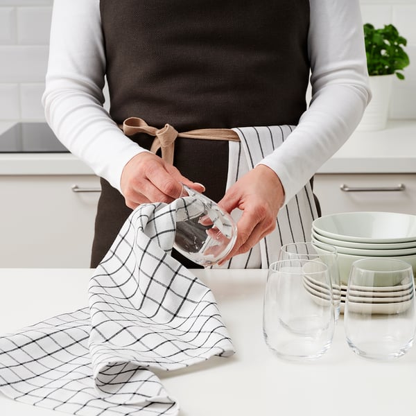 IKEA RINNIG Dish Towel White/dark Gray/patterned 18x24 "