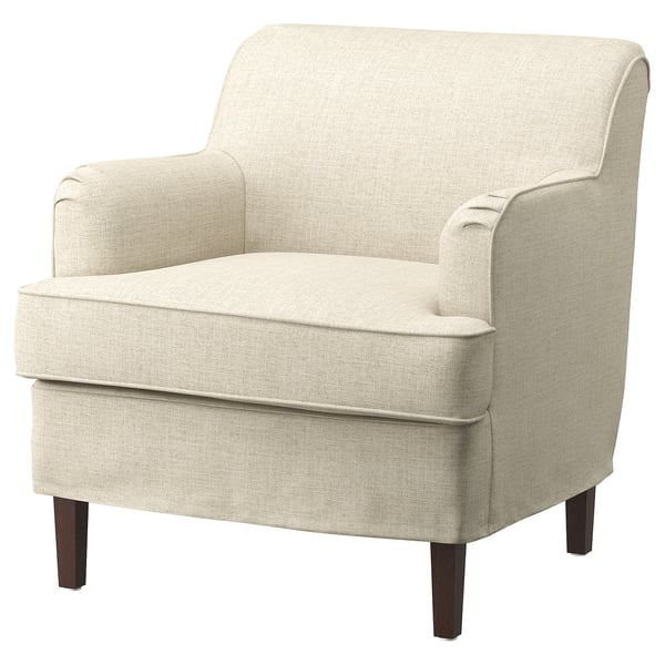 IKEA ROCKSJÖN Armchair With Ottoman Kilanda Light Beige