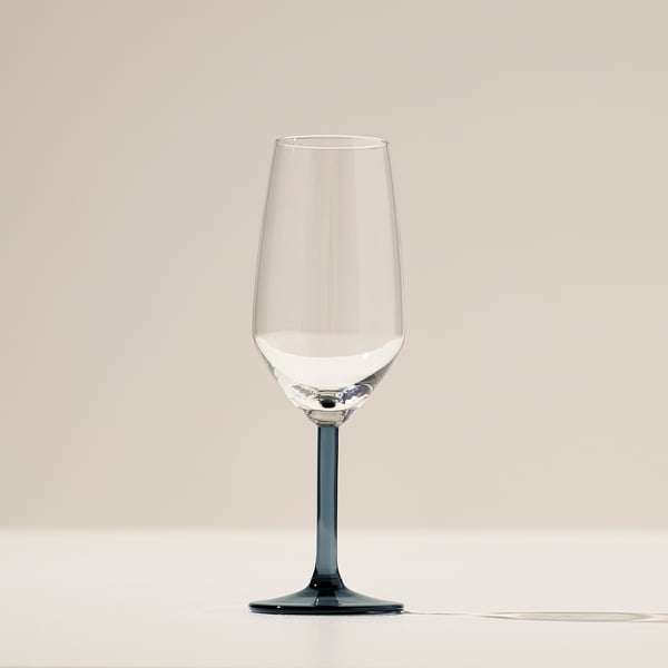 IKEA RÖDRÄKA Champagne Flute Blue-gray/clear Glass 8 Oz