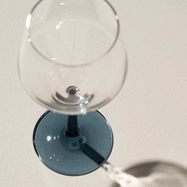 IKEA RÖDRÄKA Wine Glass Blue-gray/clear Glass 17 Oz