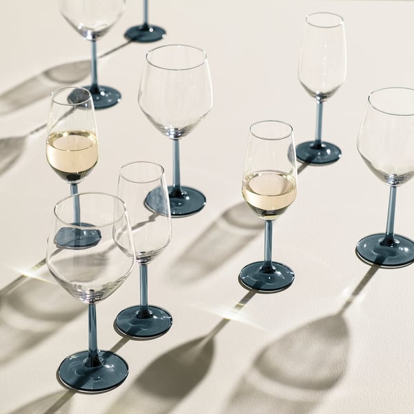 IKEA RÖDRÄKA Wine Glass Blue-gray/clear Glass 17 Oz